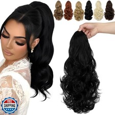 FELENDY 15" Ponytail Extension Drawstring Curly Wavy Ponytail Extensions Clip