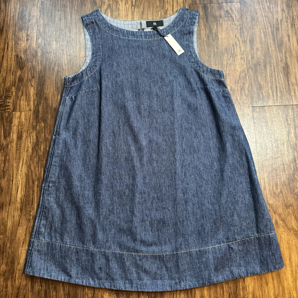banana republic ella denim midi dress Banana Republic Women's Denim Shift Midi Dress Indigo Blue Size S