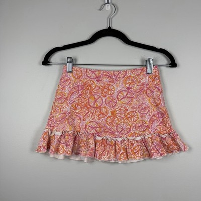 Lilly Pulitzer Girl s Hottie Ten Speed Bike Orange Pink Skirt Skort Medium 6/7