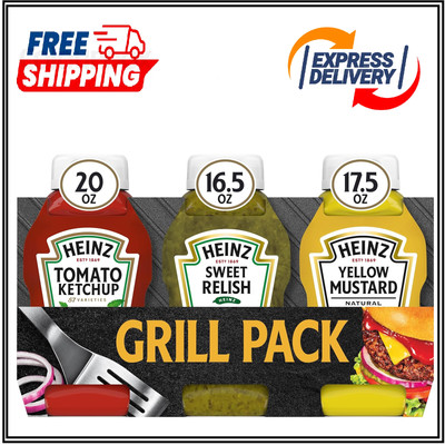 Heinz Tomato Ketchup, Sweet Relish & Yellow Mustard Grill Pack, 3 ct Pack