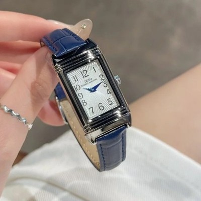 Reverso Style Square Leather Quarzuhr Slide Design 21mm Frau Weihnachtsgeschenk