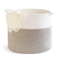 Laundry Hamper Blanket Basket in Living Room Decor Pure Cotton Rope Woven