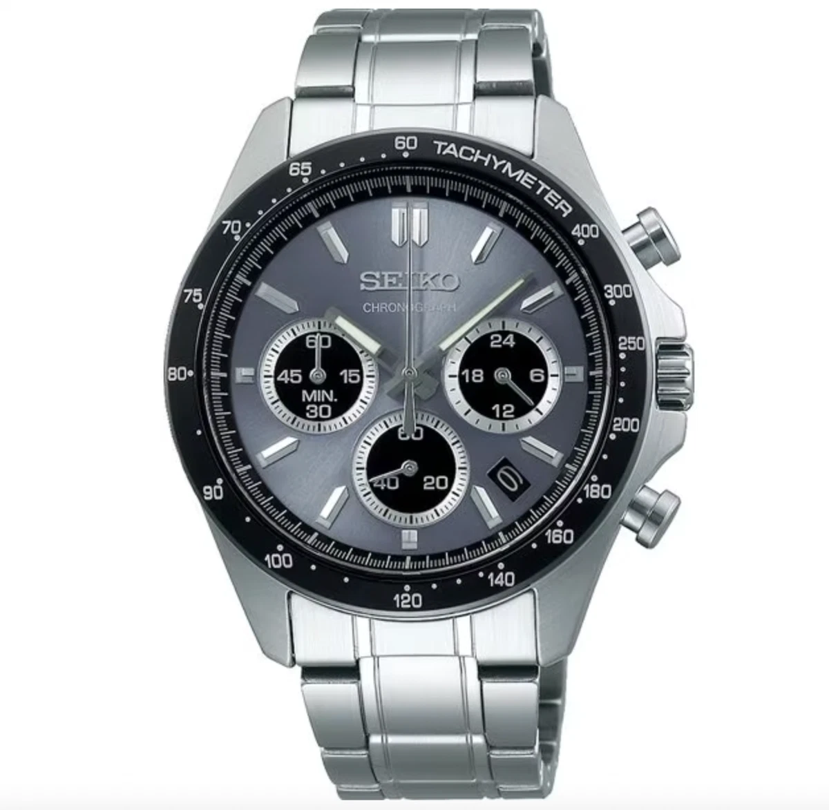 SEIKO Spirit SBTR027 Azul Gris Acero Inoxidable Cronógrafo Reloj Hombre Nueva...