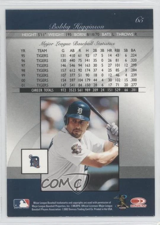 2002 Donruss Elite Bobby Higginson #65 - Image 2 of 2