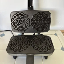 Vitantonio Pizzelle Chef 300 NS Non Stick Iron Stainless Steel Cookie Maker VNTG