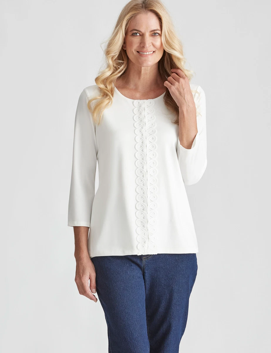 NONI B Womens Tops Knit Lace Trim Top