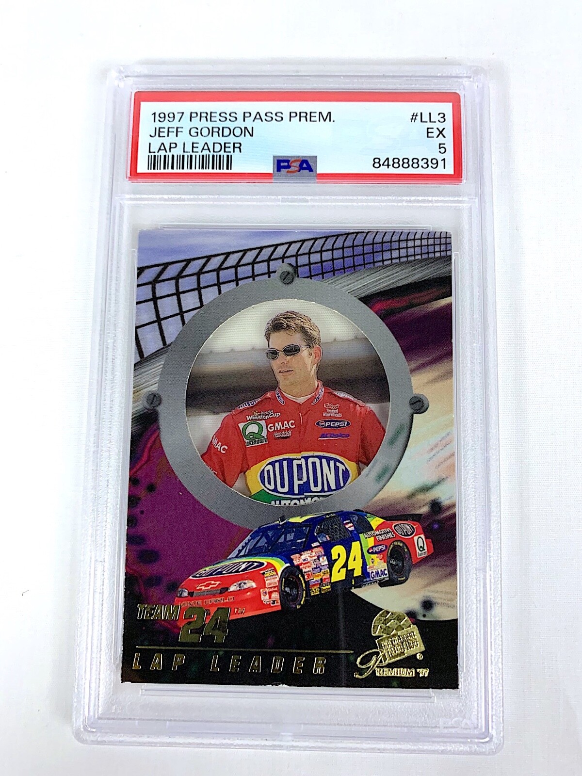 1997 Press Pass Premier "Lap Leader" #LL3 Jeff Gordon - PSA: Excellent 5 view 2