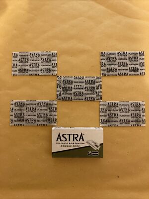 5 Double Edge Razor Blades, Astra Superior Platinum Green Box (Russia)