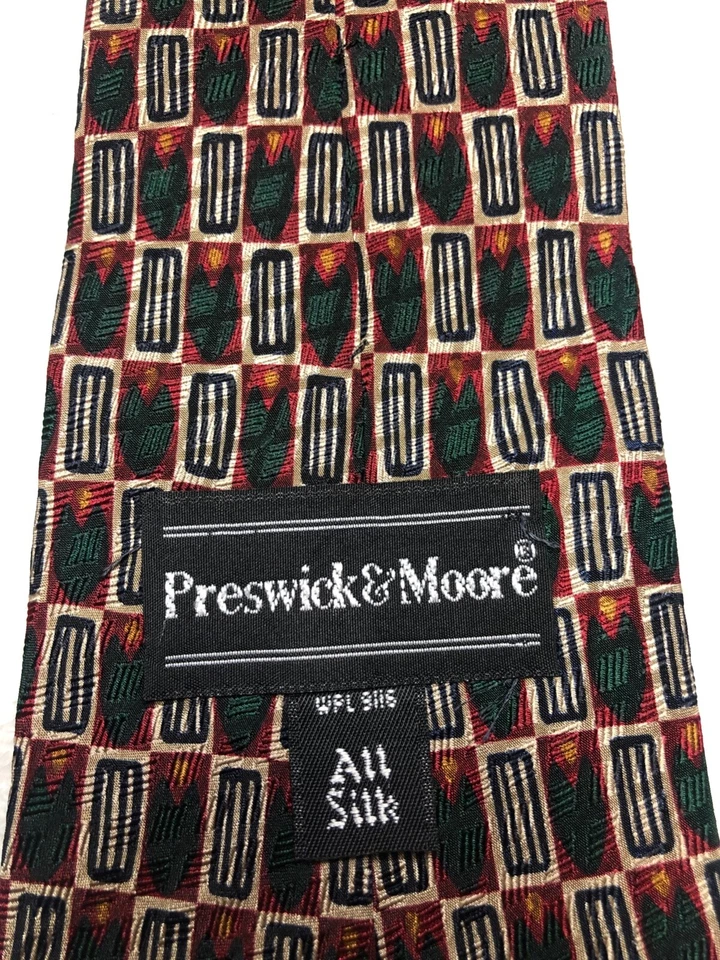 PRESWICK MOORE CORBATA HOMBRE BORGOÑA CON VERDE 4 X 59 Foto 4 de 4