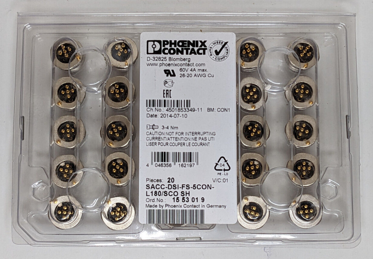 20X Phoenix Contact SACC-DSI-FS-5CON-L180/SCO SH 5 Position Circular Connector