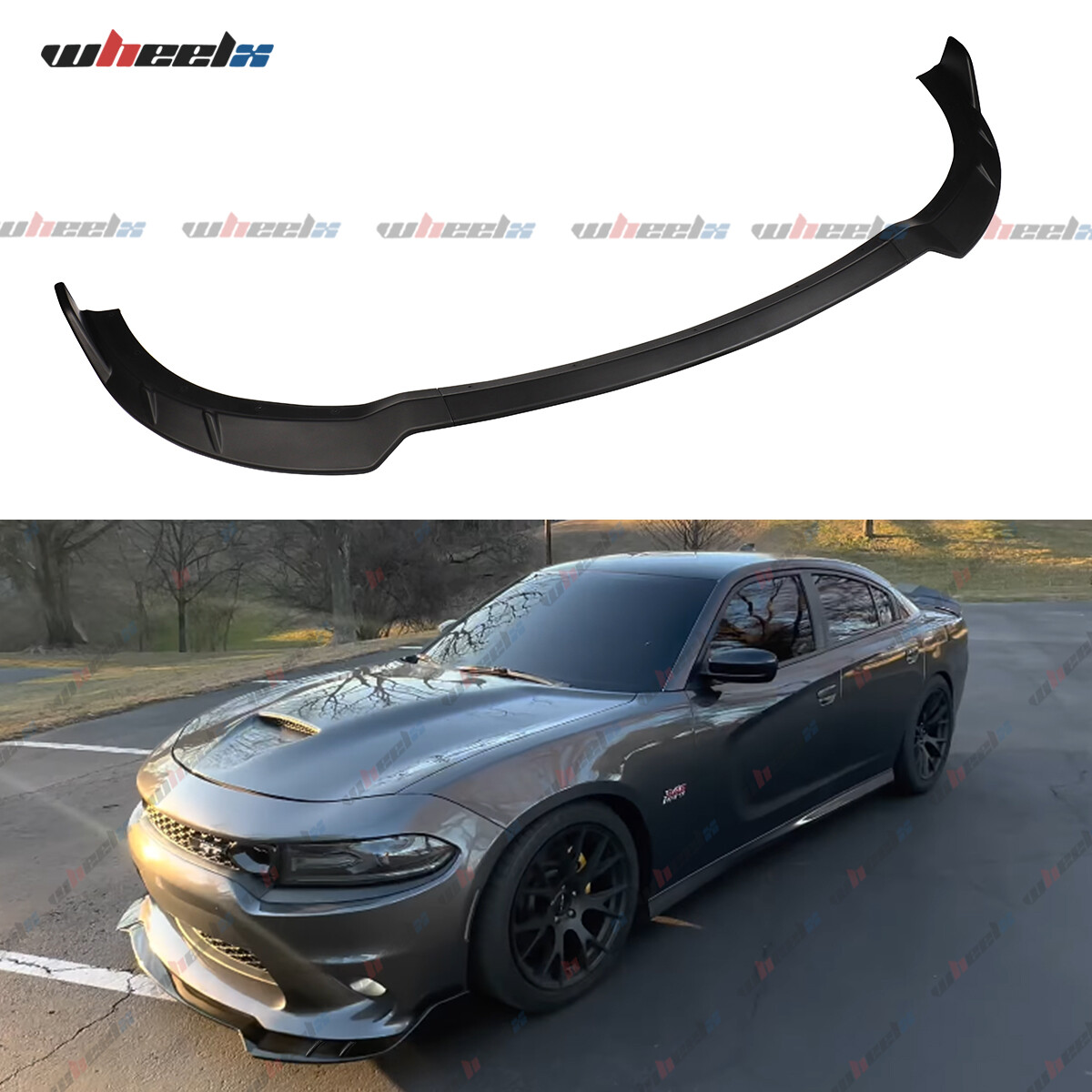 Matte Black Front Bumper Lip Splitter Spoiler For 15-23 Dodge Charger SRT SCAT