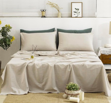 California King 100 Linen Sheet Set - 4 Pieces, Soft  Durable