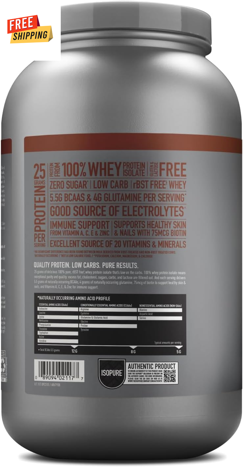 Isopure Dutch Chocolate Whey Protein Powder 25g Protein Immune Support Low eBay