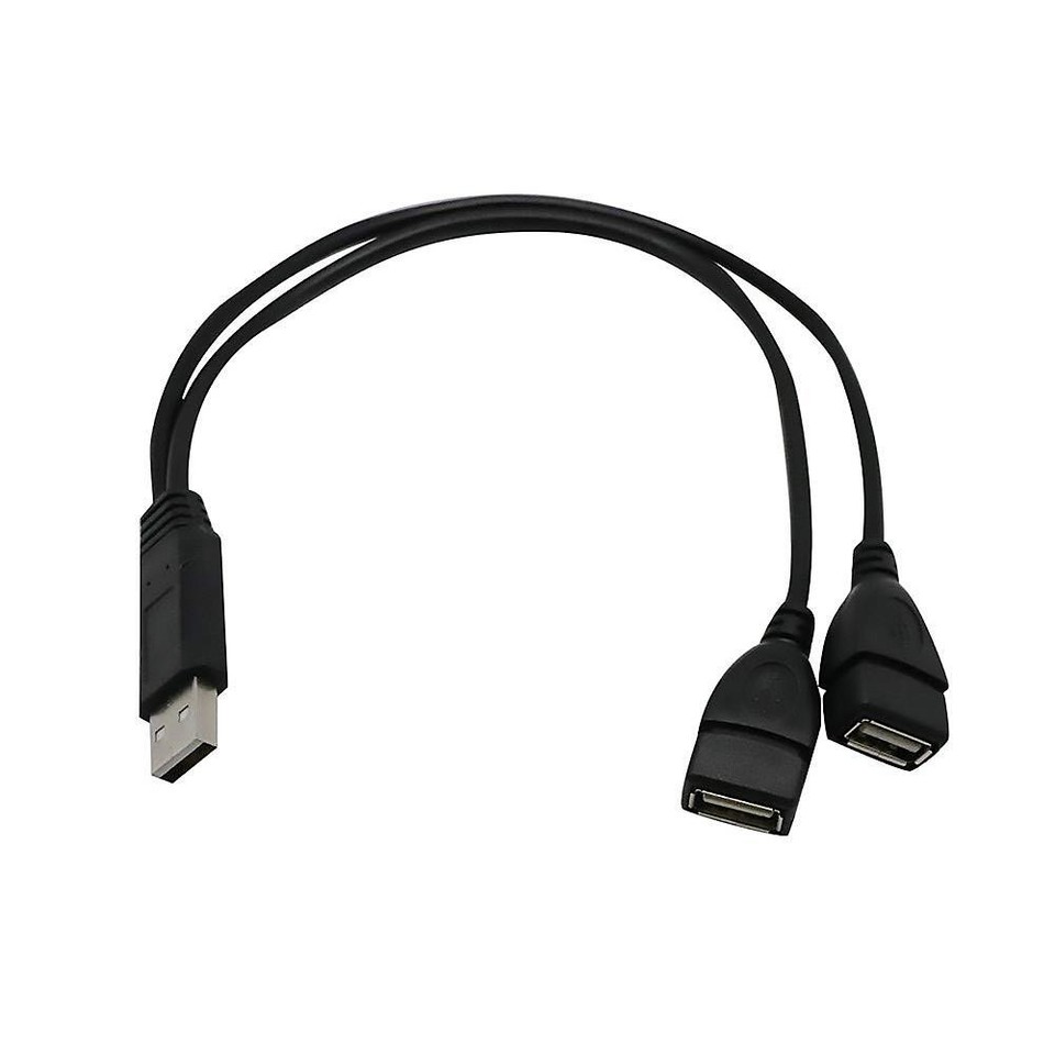 30cm USB2.0 Male to Dual USB Female USB Charging Power Cable Extension