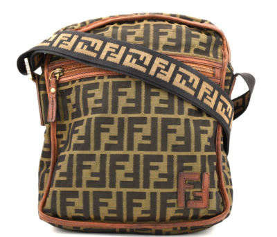 Borsa a tracolla FENDI Zucca borsa in tela logo FF marrone