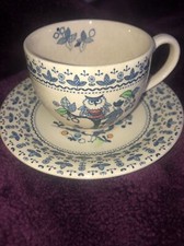 Cup and Saucer Set By Johnson Brothers Sugar And Spice Pattern Ironstone Owl