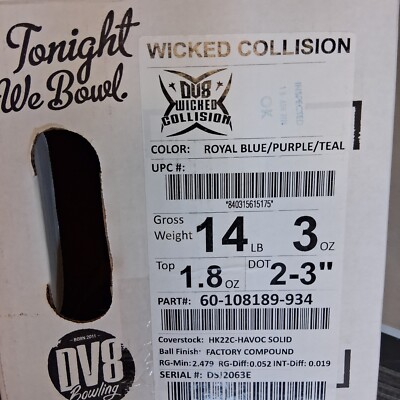 DV8 Wicked Collision 1ST QUALITY BOWLING ball 14 lb. NEW IN BOX