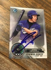 JEREN KENDALL Signed 2018 Bowman Scouts TOP 100 Baseball Card LA DODGERS AUTO