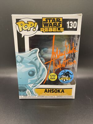 ASHLEY ECKSTEIN SIGNED AHSOKA TANO FUNKO POP STAR WARS GITD BECKETT COA W INS D3