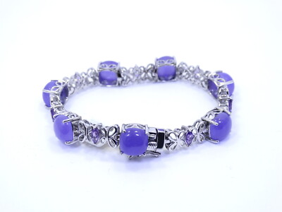 Edelsteine TV Zuckerhut Lavendel JADE brasilianischer AMETHYST Sterlingsilber Armband 7,5