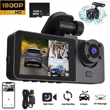 1080P Car Dash Cam Front Middle Rear 3 Lens,32GB,G-Sensor,WIFI,Motion detection