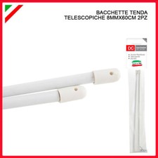 SET 2 PEZZI BACCHETTE TENDA ASTINE ALLUNGABILI BASTONI TENDE TENDINE VETRO 60 CM