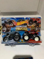  2023 Hot Wheels Monster Trucks 2 Pack Chevy Silverado Ford F-150 Raptor 1/64
