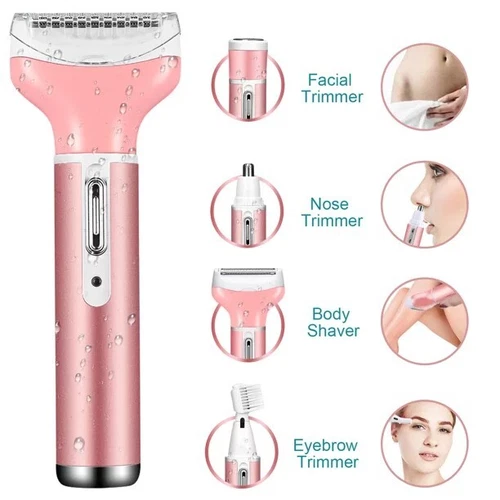 4 in 1 Wet & Dry Painless Rechargeable Lady Shaver Electric Razor for Women NEW - Picture 4 of 8