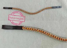 3 Rows Rose Pink Crystal Wave Leather Browband For Horse Bridle Tack Premium Qlt