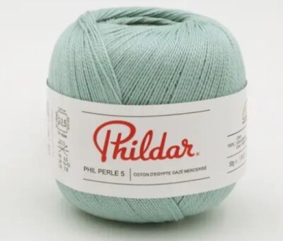 Lot De 5 Pelotes De Coton Phildar Perle 5 Menthol - Vert - Aiguilles 2 - Neuf