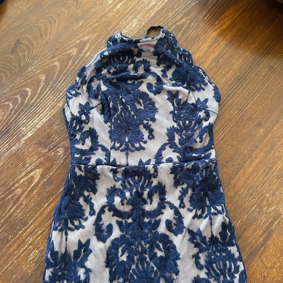 Angel Biba Navy Blue Lace Dress Formal Party Mini Lace Up Back  - image 4 of 4