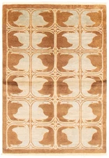 Brown 4'0" x 5'8" Hand-knotted Oriental Carpet Traditional Wool Area Rug