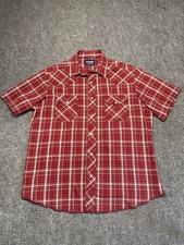 Wrangler Authentic Western Fashion Pearl Snap Men's XL Cowboy Red Plaid Shirt