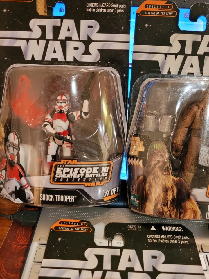 LOTE 5 FIGURAS Star Wars Episodio III Batallas WOOKIE WARRIOR SHOCK TROOPER PADME C3PO Foto 2 de 4