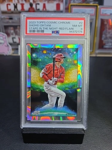 2023 Topps Chrome Cosmic Shohei Ohtani Stars In The Night Red Flare 5/5 PSA 8 SP
