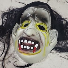 Vintage Rubber Mask Dracula Vampire Black Hair Halloween