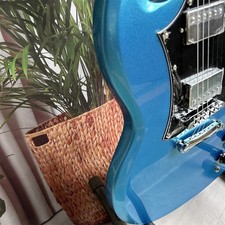 Only sold to USA Custom Shop SG Gloss Blue-silver Electric Guitar Chrome Parts