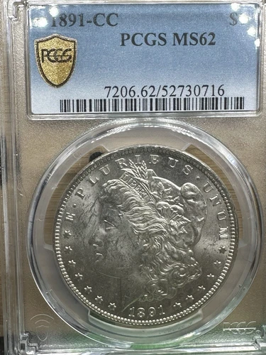 1891-CC Morgan Dollar PCGS MS62  Carson City Mint US Silver Coin