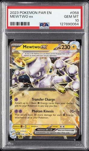 2023 POKEMON PAR EN-PARADOX RIFT #058 MEWTWO EX PSA 10
