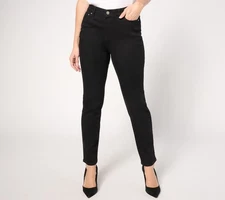 Denim & Co. Regular Black Perfect Flex Pull-On Jeans Black 8 New