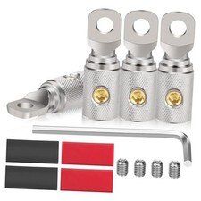 4PCS 0 Gauge Screw Ring Wire Terminal Connectors, 1/0 AWG Car Battery Cable