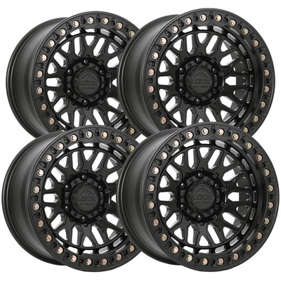 (Set of 4) Lock Invader Forged Beadlock 17x9 6x5.5 -12mm Matte Black Wheels Rims