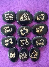 OBSIDIAN RUNE SET, OBSIDIAN ASTROLOGY RUNE SET, CRYSTAL ASTROLOGY SET