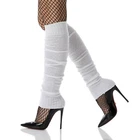 Womens White Leg Warmers Winter Fancy Dress 80s Tutu Dance Footless Socks 1980s