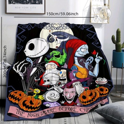 POTDEMIEL Kuschelige Flanell Überwurf Decke Christmas Nightmare Before Christmas Motiv