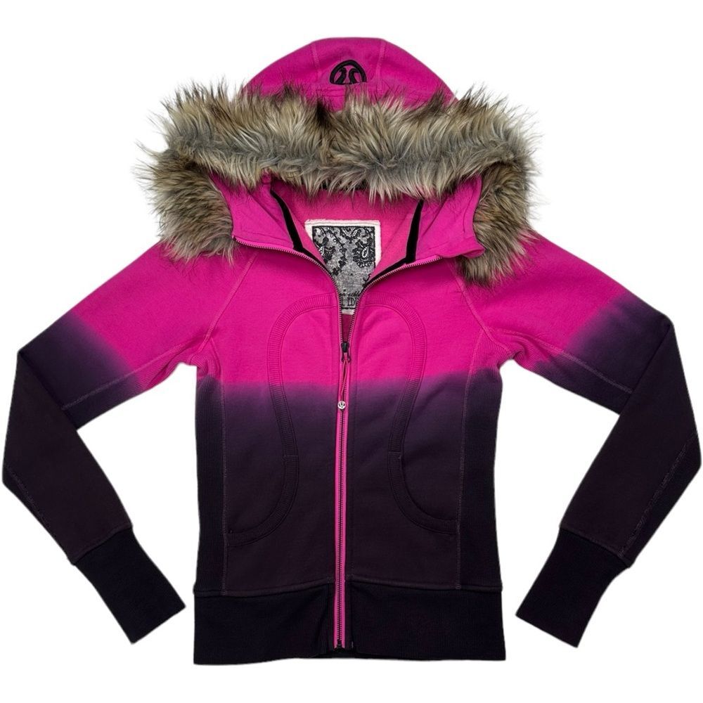 RARE Lululemon Scuba Hoodie *Fur Paris Pink / Black W4919S Size 4 image 8