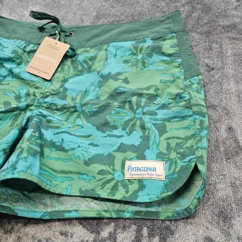 Patagonia Wavefarer Board Shorts Womens 12 Swim Green tropical beach casual NWT - Picture 2 of 13