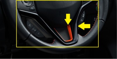 (NEW)JDM FIT GK3-6 GP5-6 STEERING WHEEL GARNISH GENUINE BLACKxORANGE OPTION OEM
