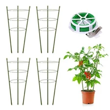 Tomato Cage Plant Support Cage for Garden 4 Pack, 18 Inch Tomato Trellis 