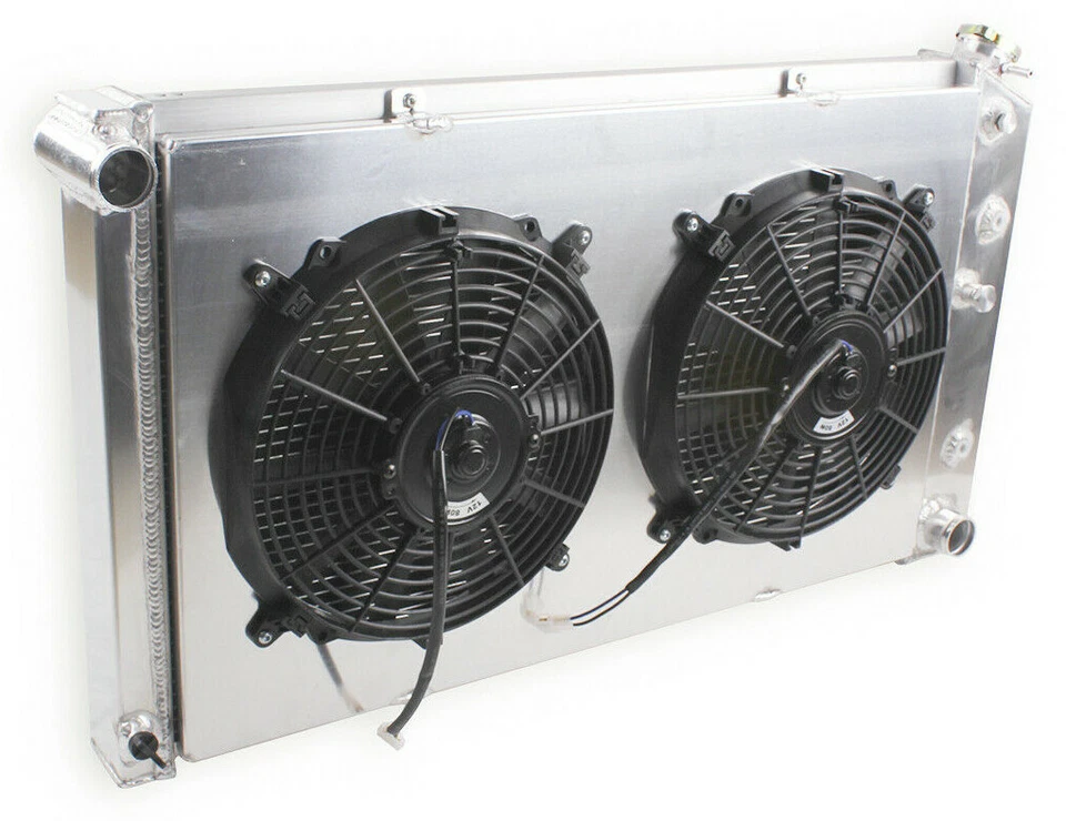 CC161 Radiador de aluminio con núcleo de 3 filas + Cubierta + 2 ventiladores para Oldsmobile Delta 88 1968-1985 Foto 2 de 4